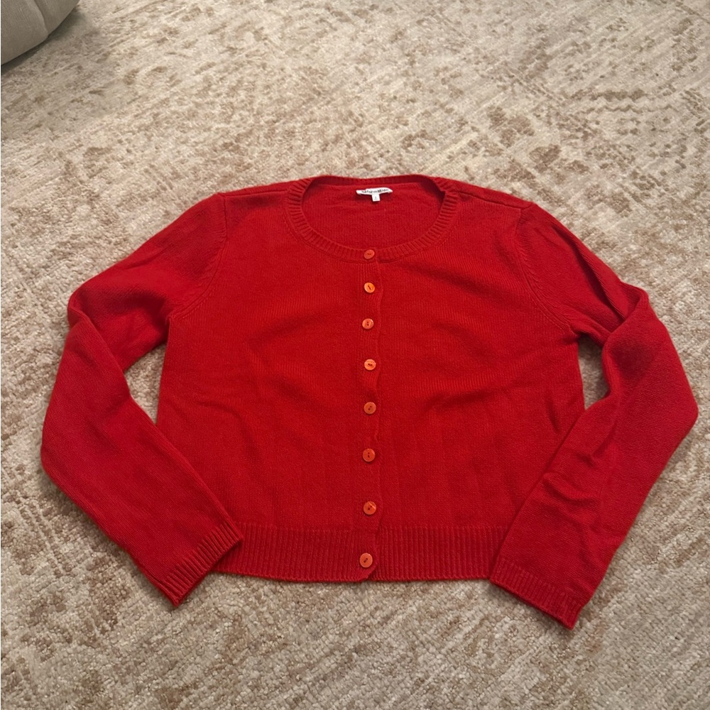 Reformation Red Button-Front Cardigan